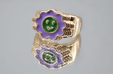 Smily Flower Enamel Ring